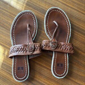 Frye Brown Leather BoHo Espadrille Flat Size 9